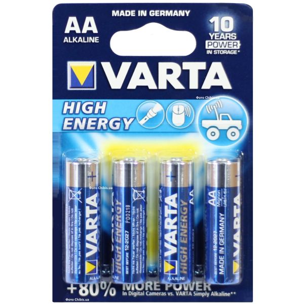 Батарейка АА Varta High Energy LR06 1.5V Alkaline блистер 4 шт.