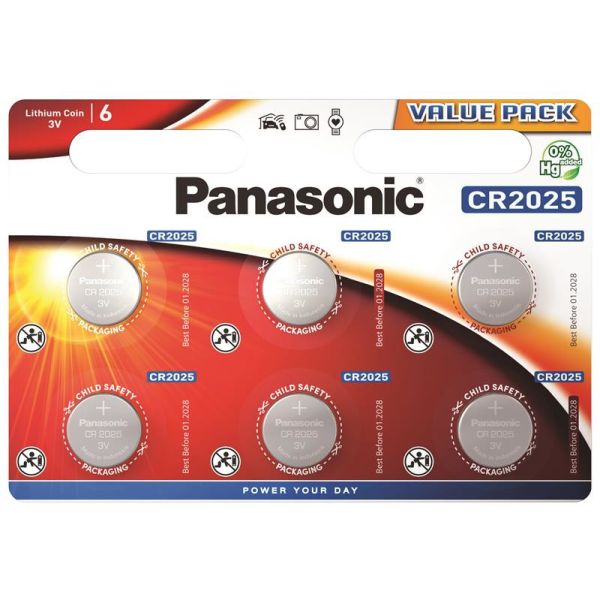 Батарейка CR2025 Panasonic 3V Литиевая 6