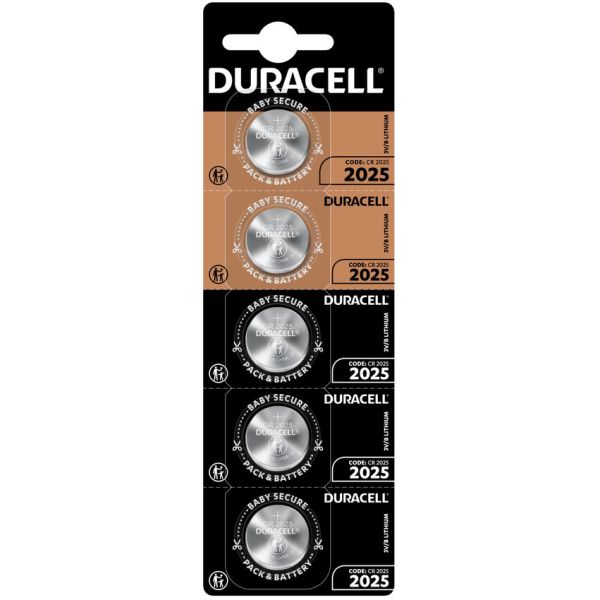 Батарейка Duracell 2025 3V Литиевая 5 шт.