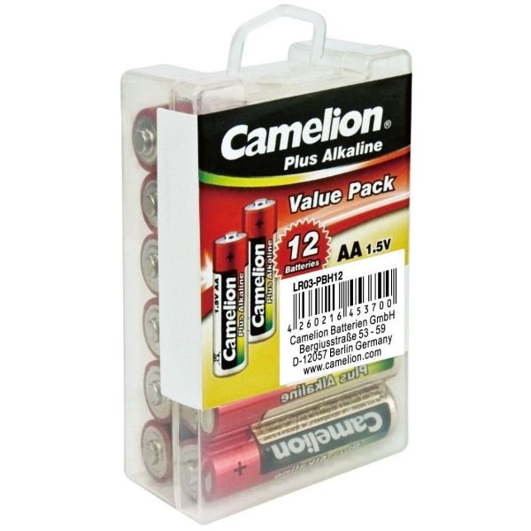 Батарейка АА Camelion Plus Alkaline LR06 1.5V коробка 1/12 шт. 
