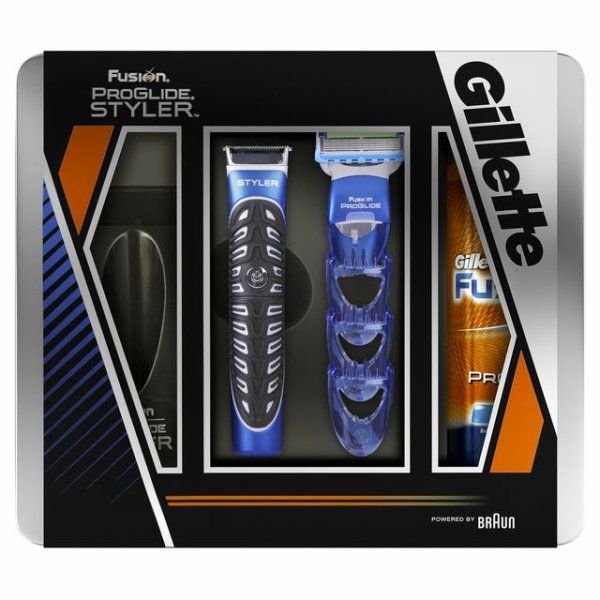 Gillette Styler Fusion ProGlide Power триммер для бороды и усов + гел д/б 200мл мет уп 7702018359677