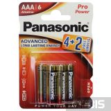 Батарейка ААА Panasonic Pro Power Alkaline 1.5V LR3PPG/6BP 4+2F блистер 6 шт (4+2)