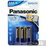 Батарейка ААА Panasonic Evolta LR03 1.5V Alkaline 4+2 бесплатно блистер 6 шт.